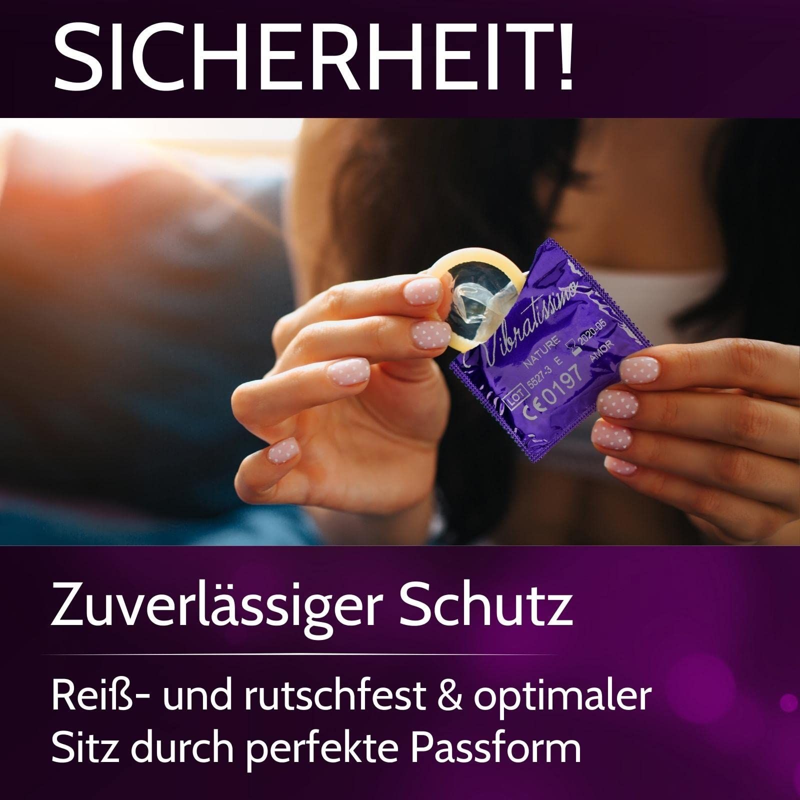 Preservativi Vibratissimo: Protezione affidabile, resistente allo strappo e allo scivolamento, vestibilità ottimale.