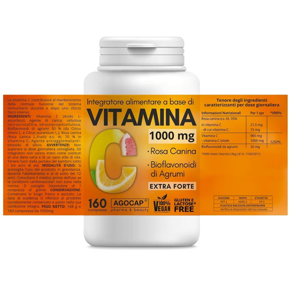agocap - Integratore a base di Vitamina C 1000 con Bioflavonoidi da Agrumi e Rosa Canina