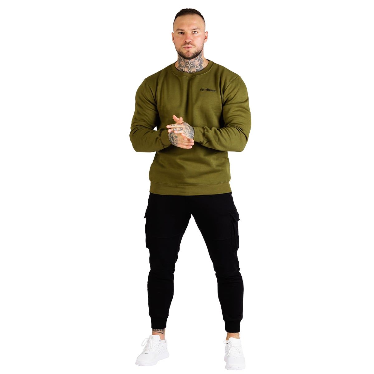 GymBeam Felpa uomo Basic verde militare regular senza cappuccio