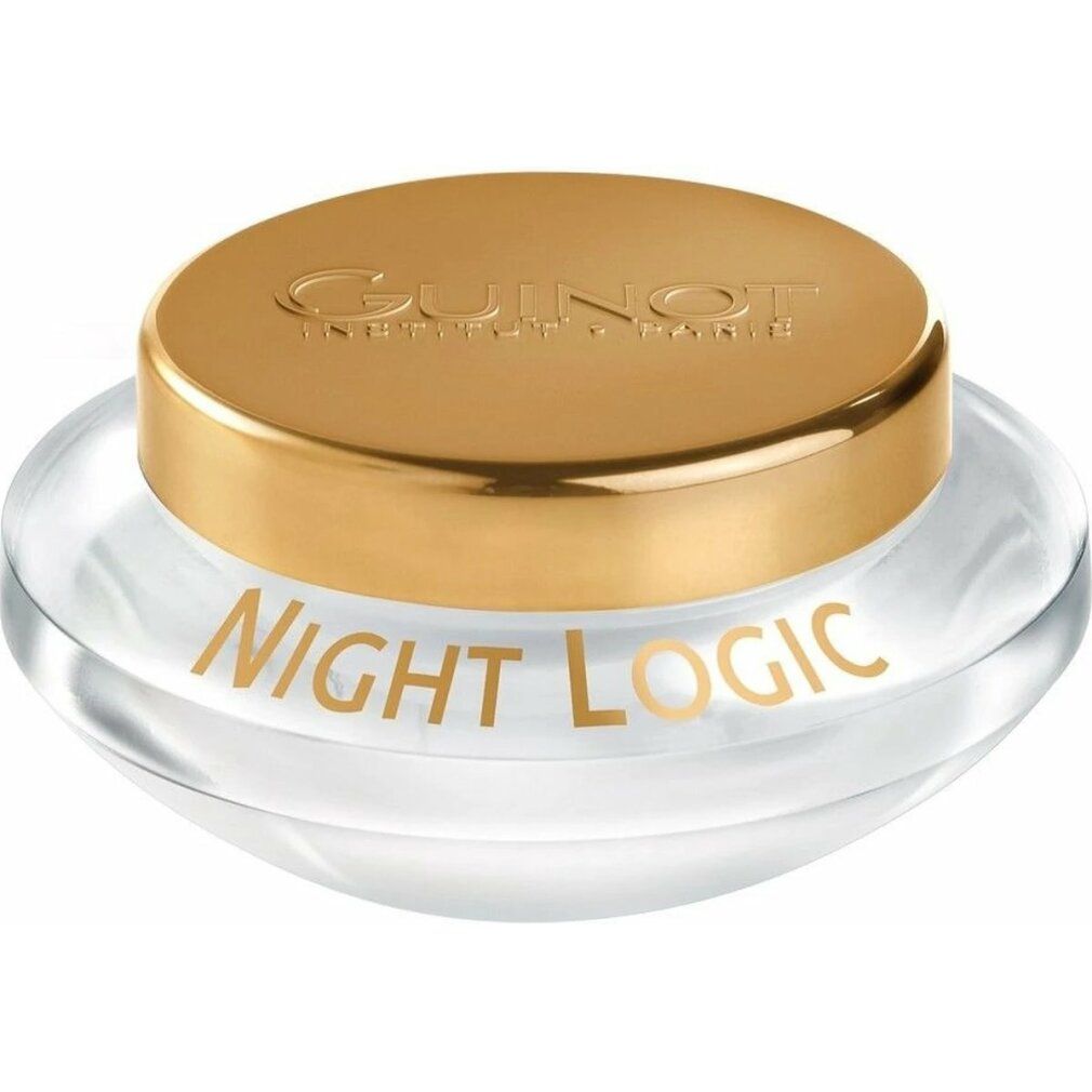 Vasetto di crema con coperchio dorato. Sul vetro è scritto "Night Logic".