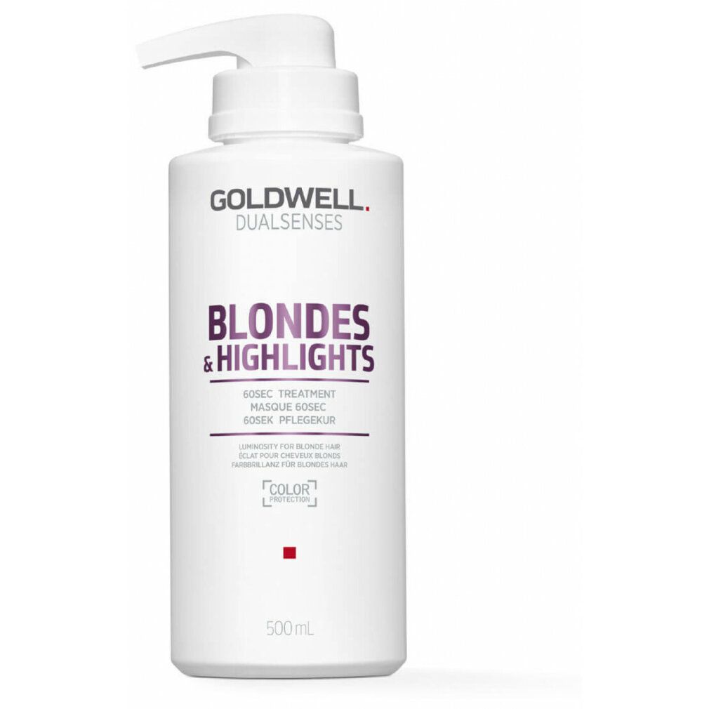 Flacone bianco con testo. Goldwell Dualsenses Blondes & Highlights maschera per capelli. 500ml. Con dosatore.