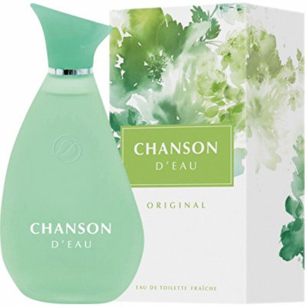 Flacone e confezione verdi. Scritta "CHANSON D'EAU ORIGINAL". Confezione con fiori.