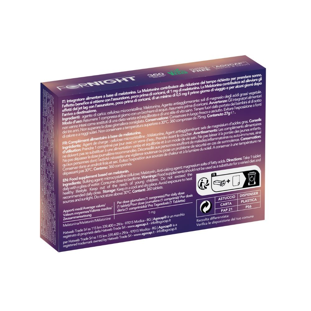 agocap - Melatonina forte, 1 mg 360 cpr in formato pocket