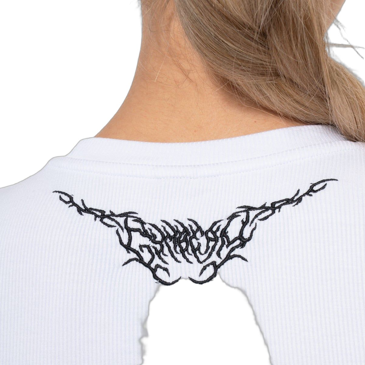 GymBeam Top donna a costine slim Tribal bianco