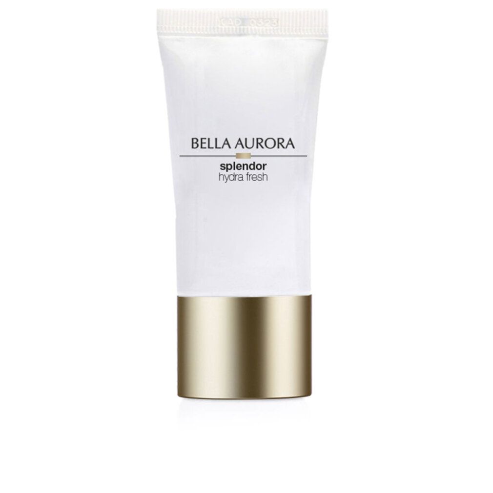 Tubo di crema con base dorata. Nome del prodotto e logo sul tubo. Sfondo bianco.