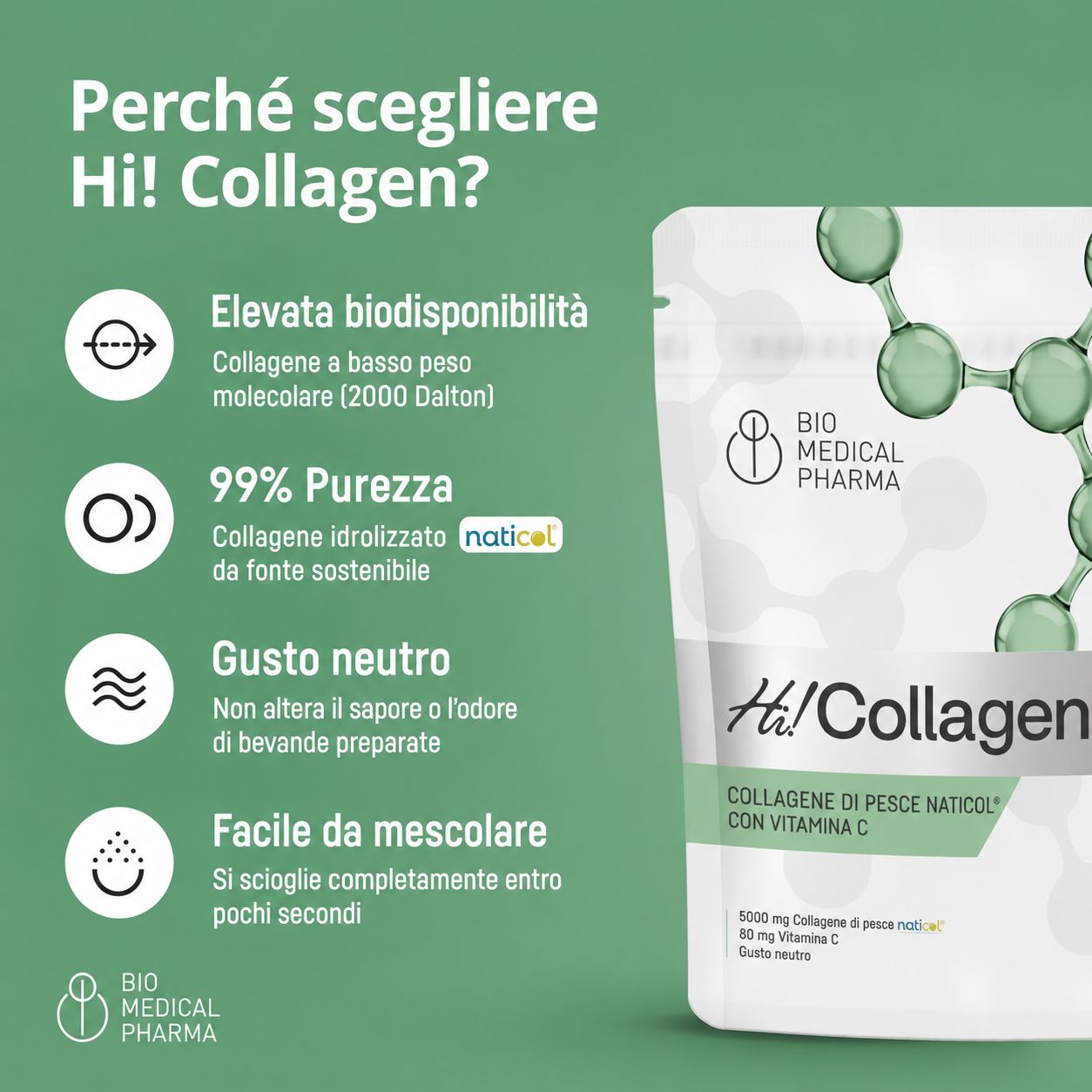 Bio Medical Pharma Collagene Marino in Polvere con Vitamina C