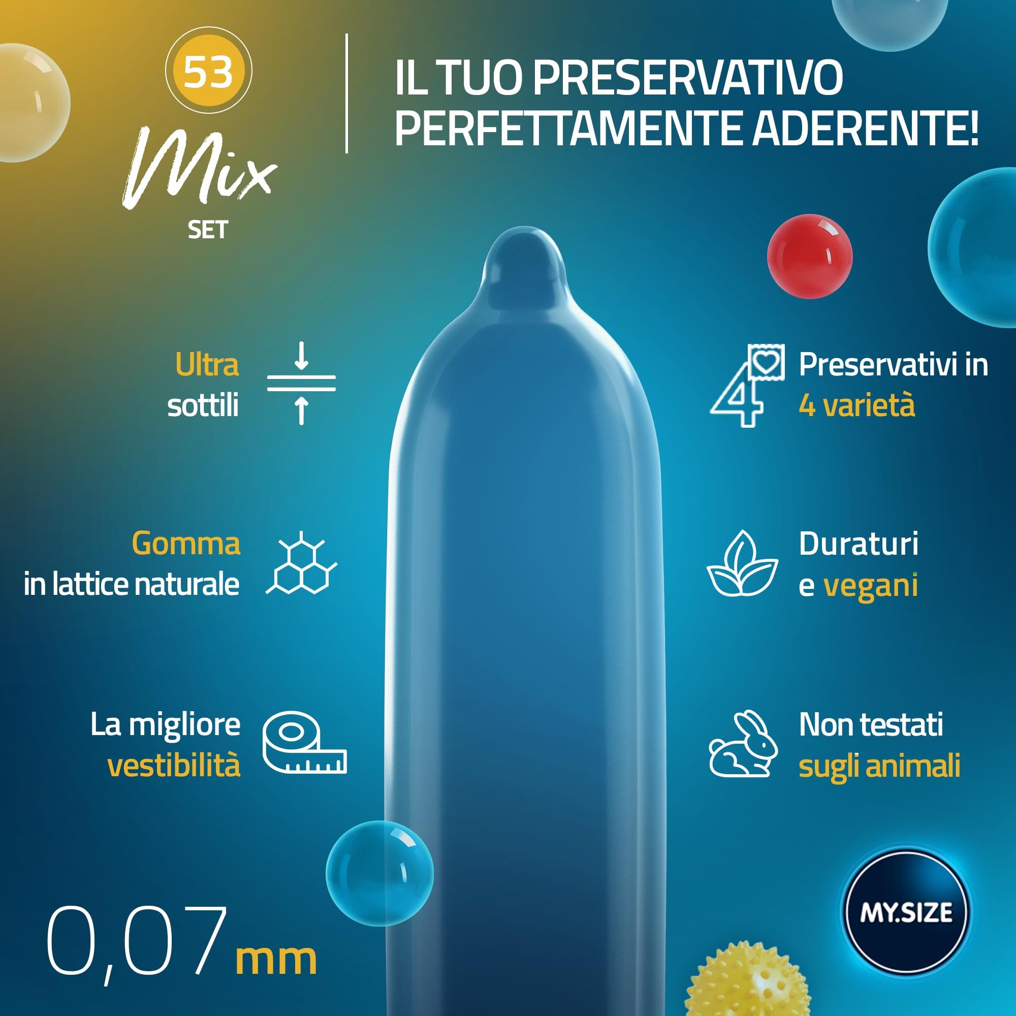 MY.SIZE Mix Set Preservativi Taglia 3 53mm