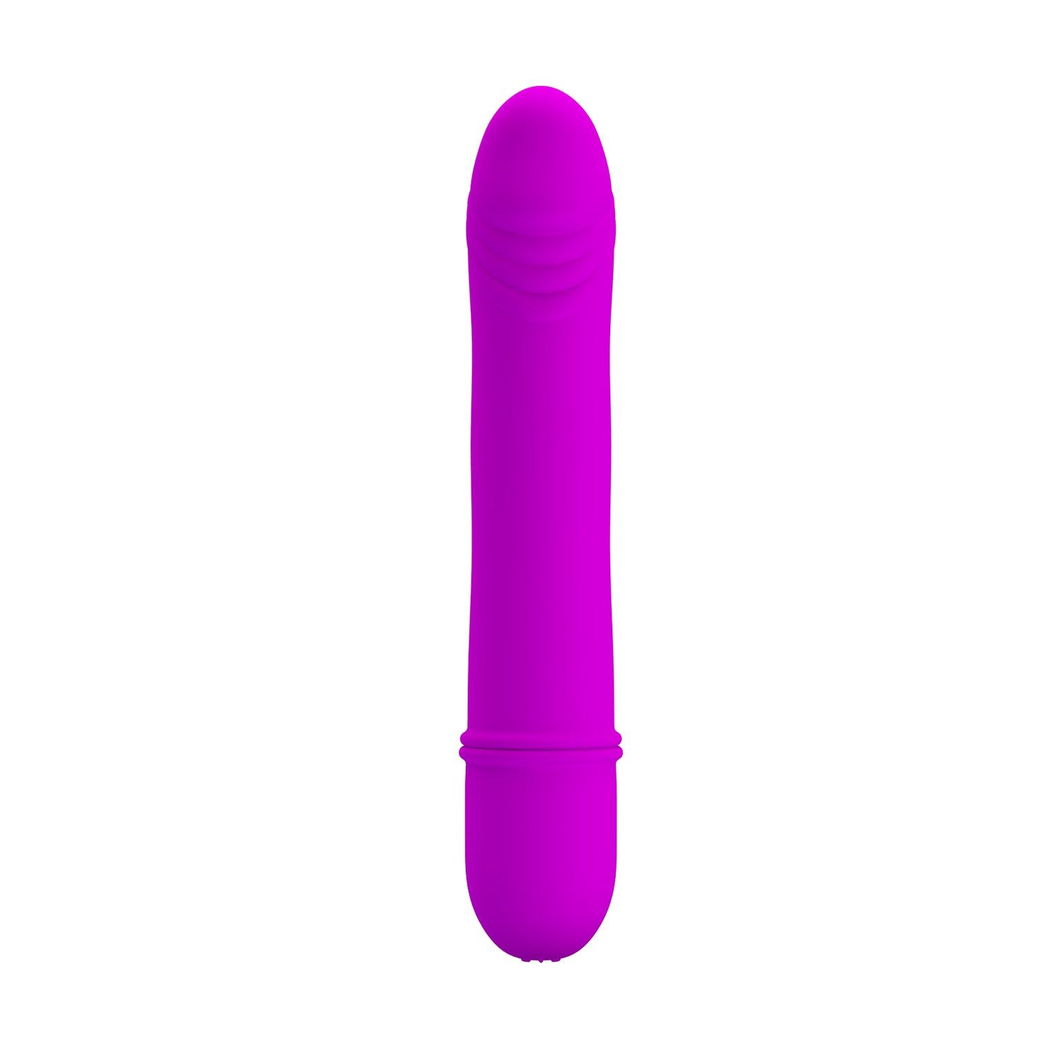 Vibratore viola di forma arrotondata. Parte superiore con texture. Base arrotondata.
