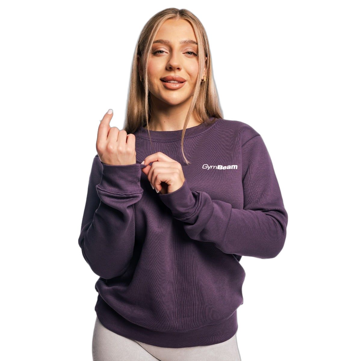 GymBeam Felpa donna Basic con scollo rotondo vestibilità regular Obsidian