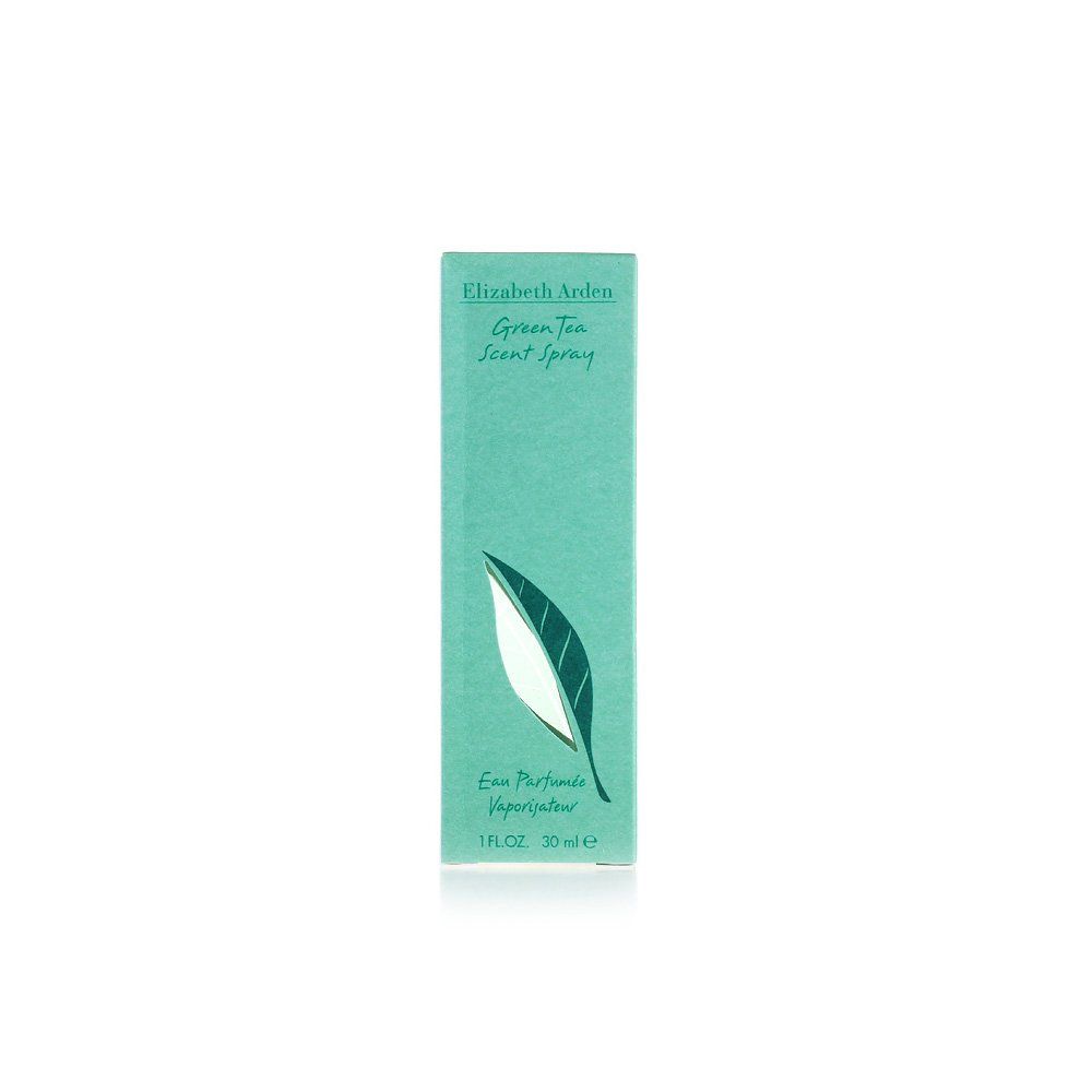 Confezione di Green Tea Scent Spray. Scatola rettangolare con logo foglia e nome del prodotto. 1 FL.OZ. 30ml.