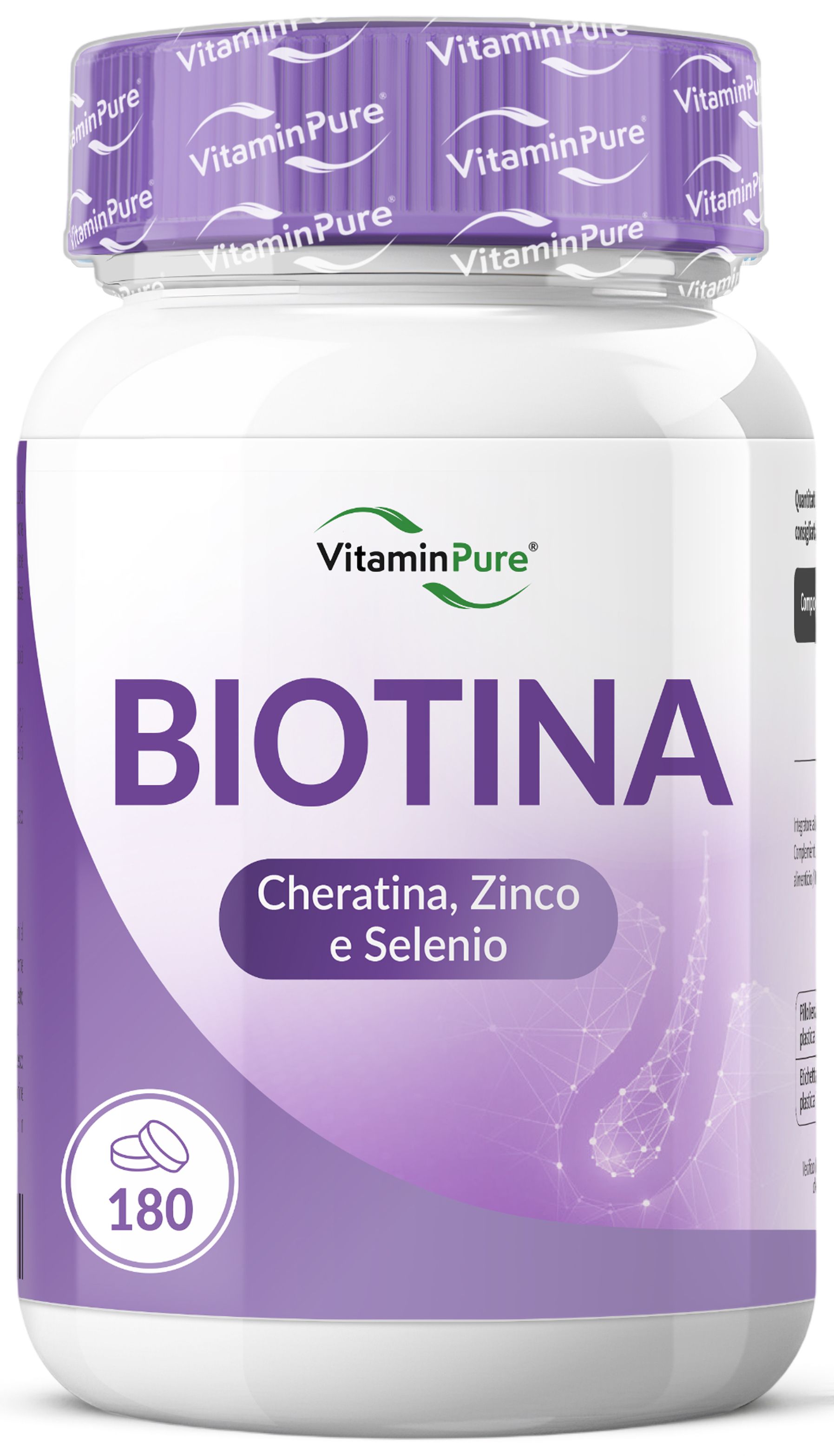 VitaminPure® Integratore Capelli con Biotina, Cheratina, Zinco e Selenio