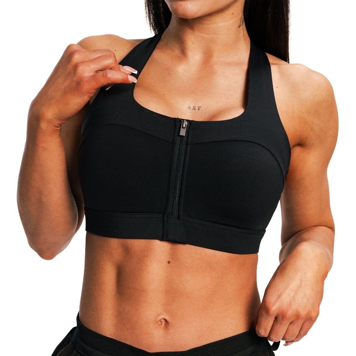 GymBeam Reggiseno sportivo donna con zip Pulse X Running Black