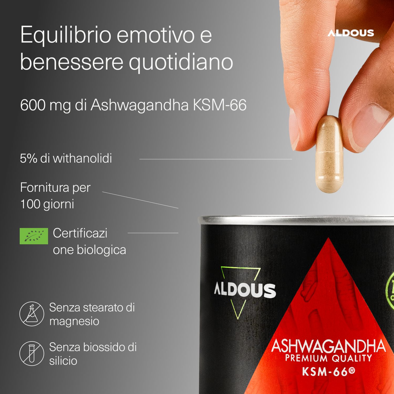 Aldous - Ashwagandha KSM-66 - Stress, Sonno, Energia