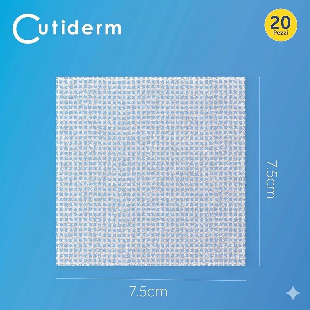 Compresse sterile in garza paraffinata 7,5 cm x 7,5 cm Cutiderm