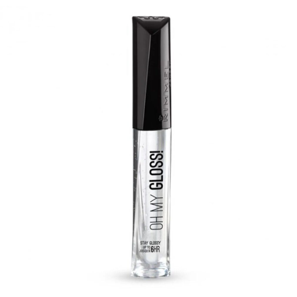 Lucidalabbra trasparente con tappo nero. Scritta: OH MY GLOSS! e STAY GLOSSY.