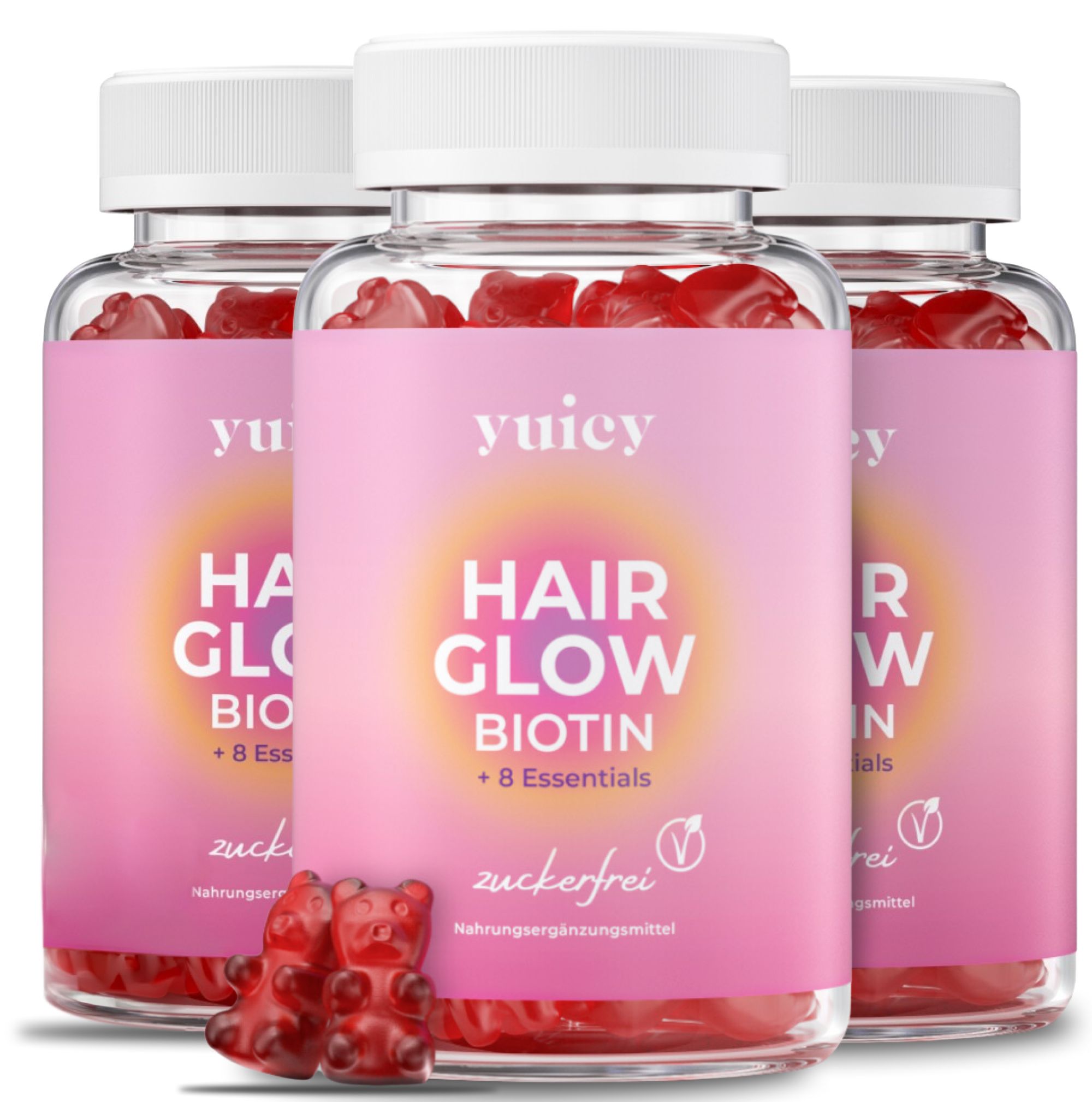 yuicy® Hair Glow - caramelle gommose di biotina per la crescita dei capelli