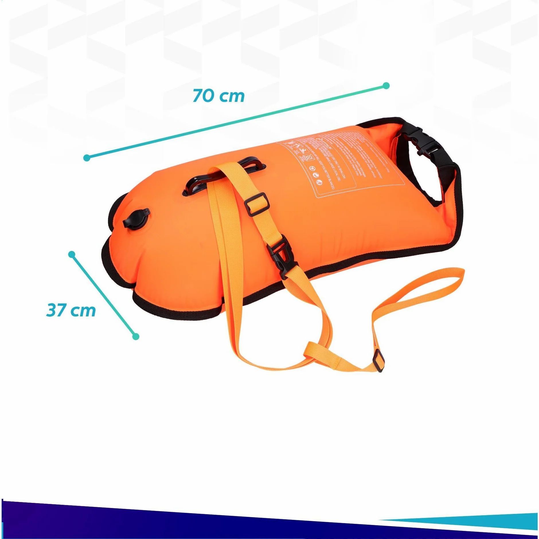 Boa arancione con bordi neri. Dimensioni: 70 cm x 37 cm. Con cinturino e fibbia.
