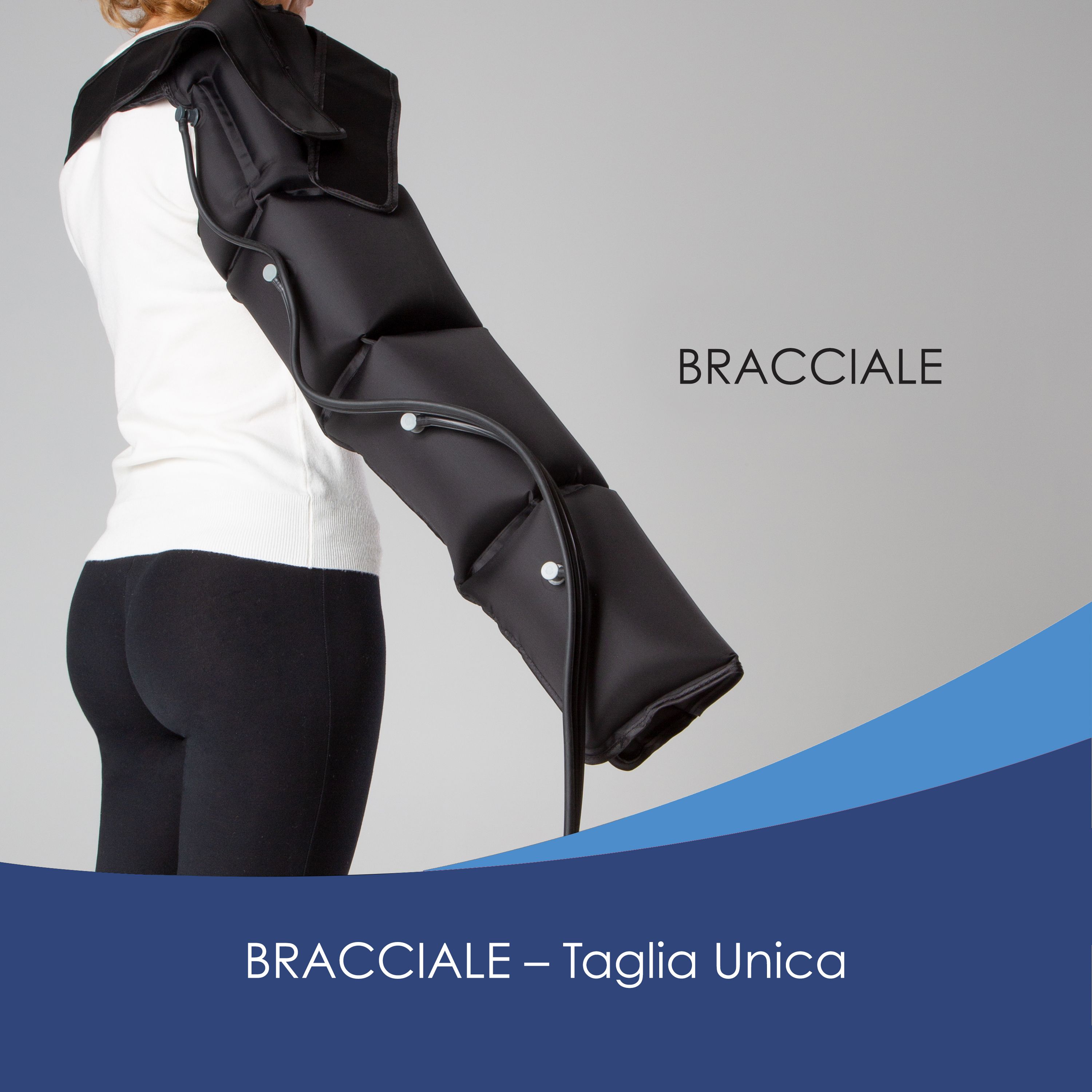 Bracciale nero per pressoterapia, taglia unica.