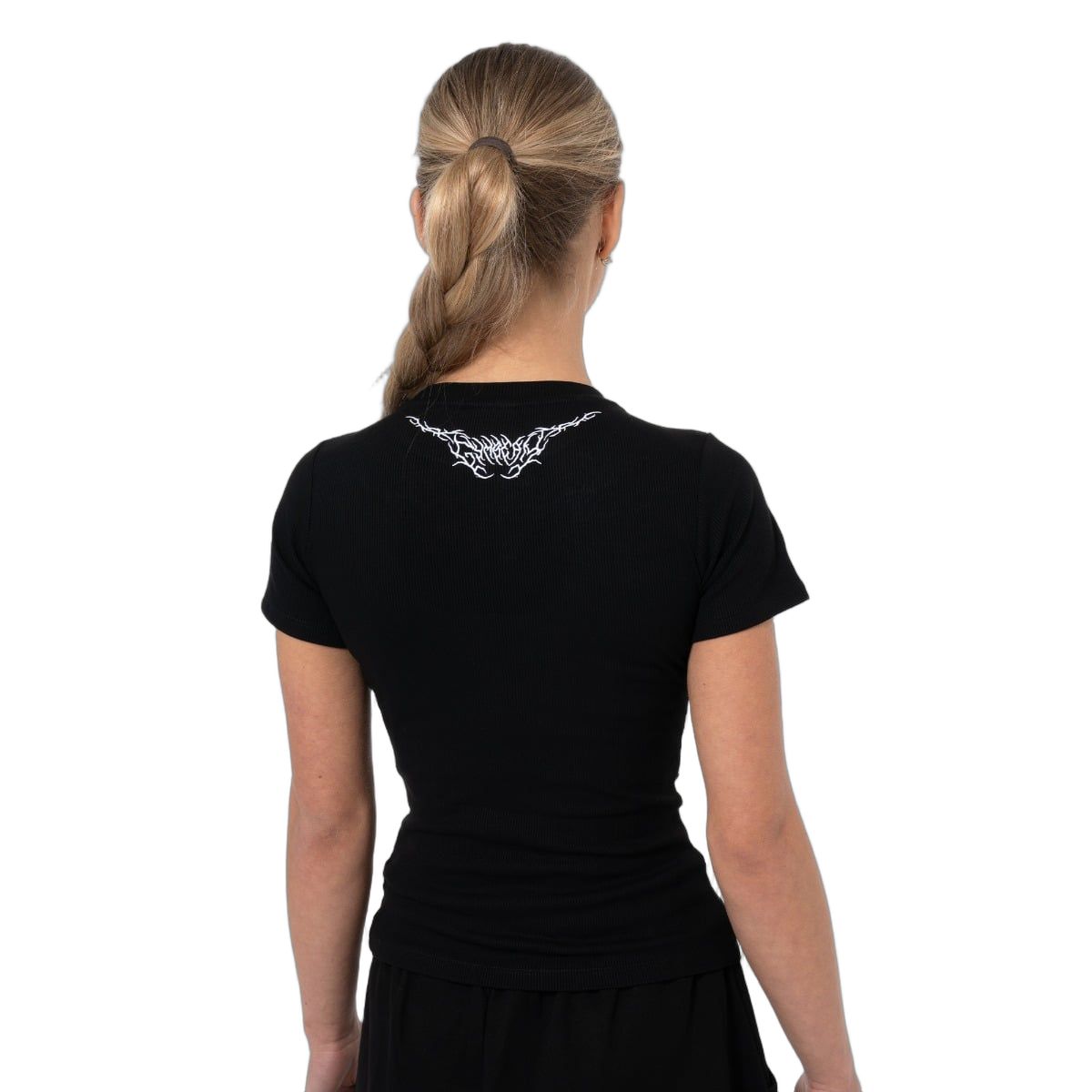 GymBeam Top donna a costine slim Tribal nero