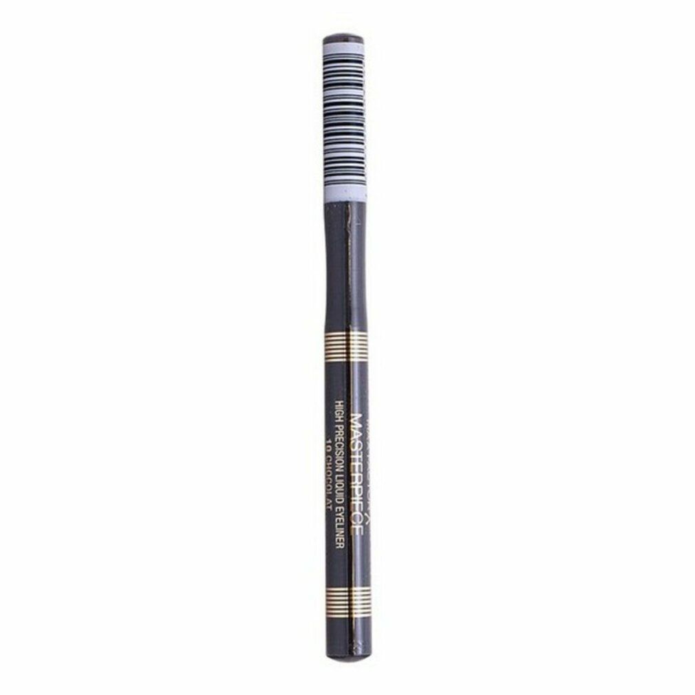 Penna eyeliner nera con dettagli dorati. La penna riporta la scritta "MASTERPIECE" e "MAX FACTOR".