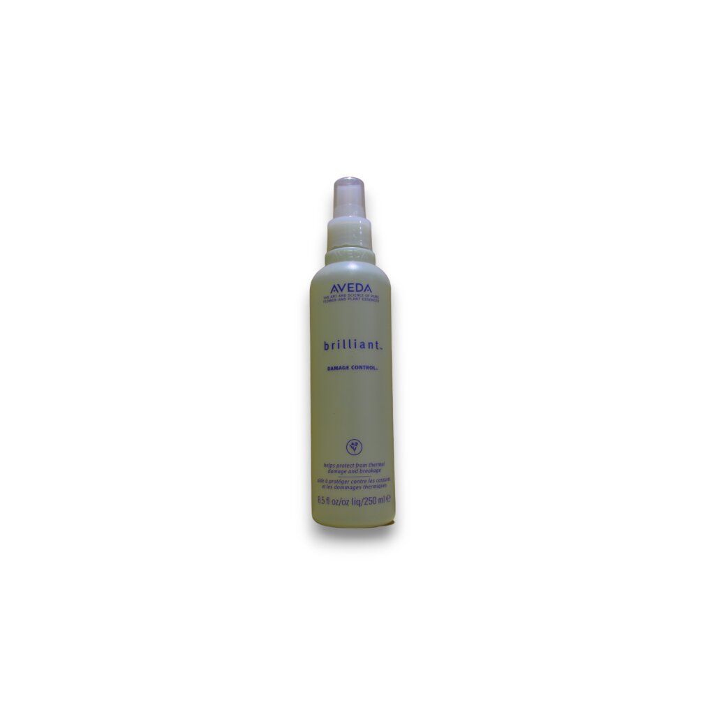 Aveda Brilliant Damage Control. Flacone con spruzzatore. Testo: Aveda, brilliant, Damage Control. 250 ml.