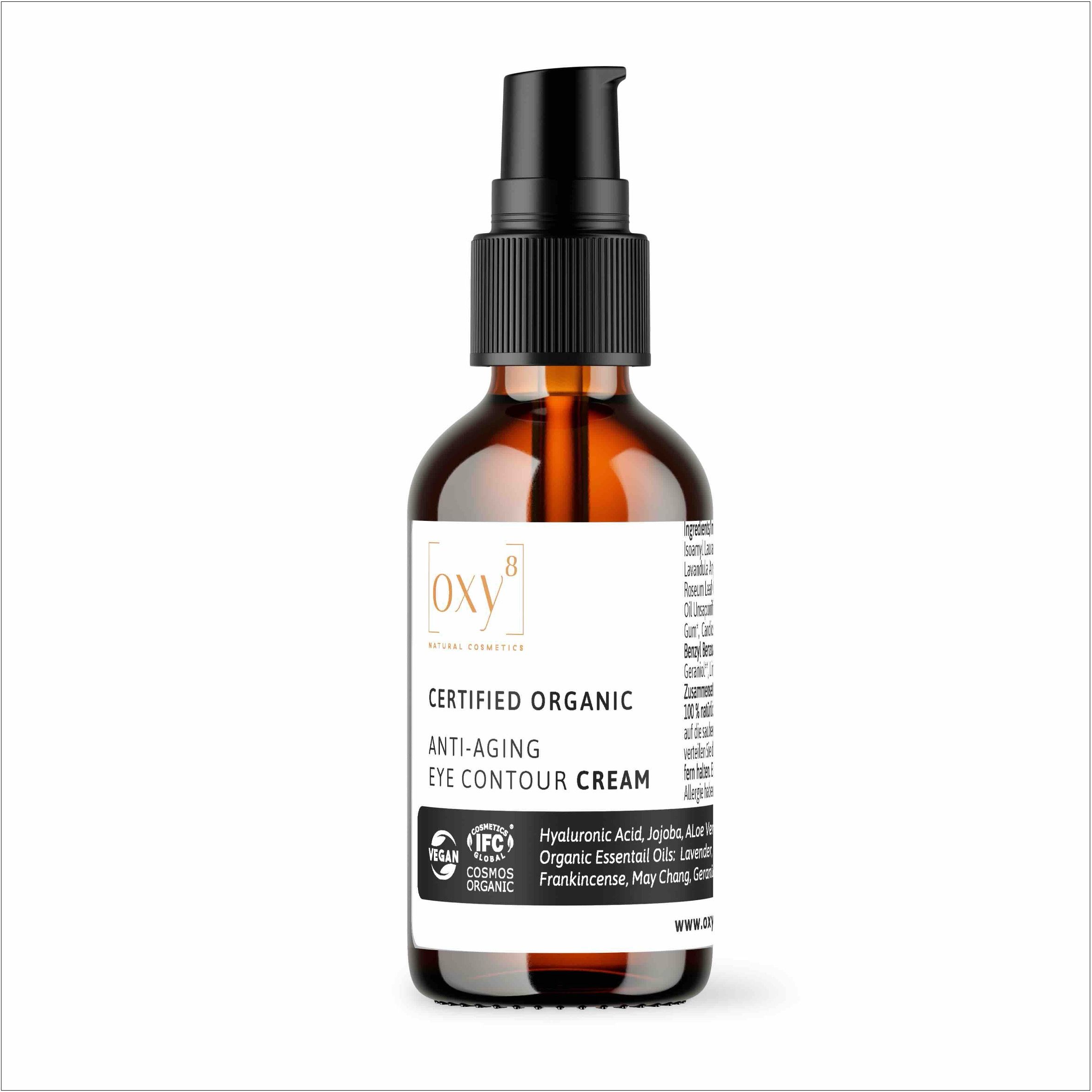 oxy8 Cosmetici naturali ANTI AGING EYE CONTOUR CREAM - Rassoda le palpebre e riduce le occhiaie.