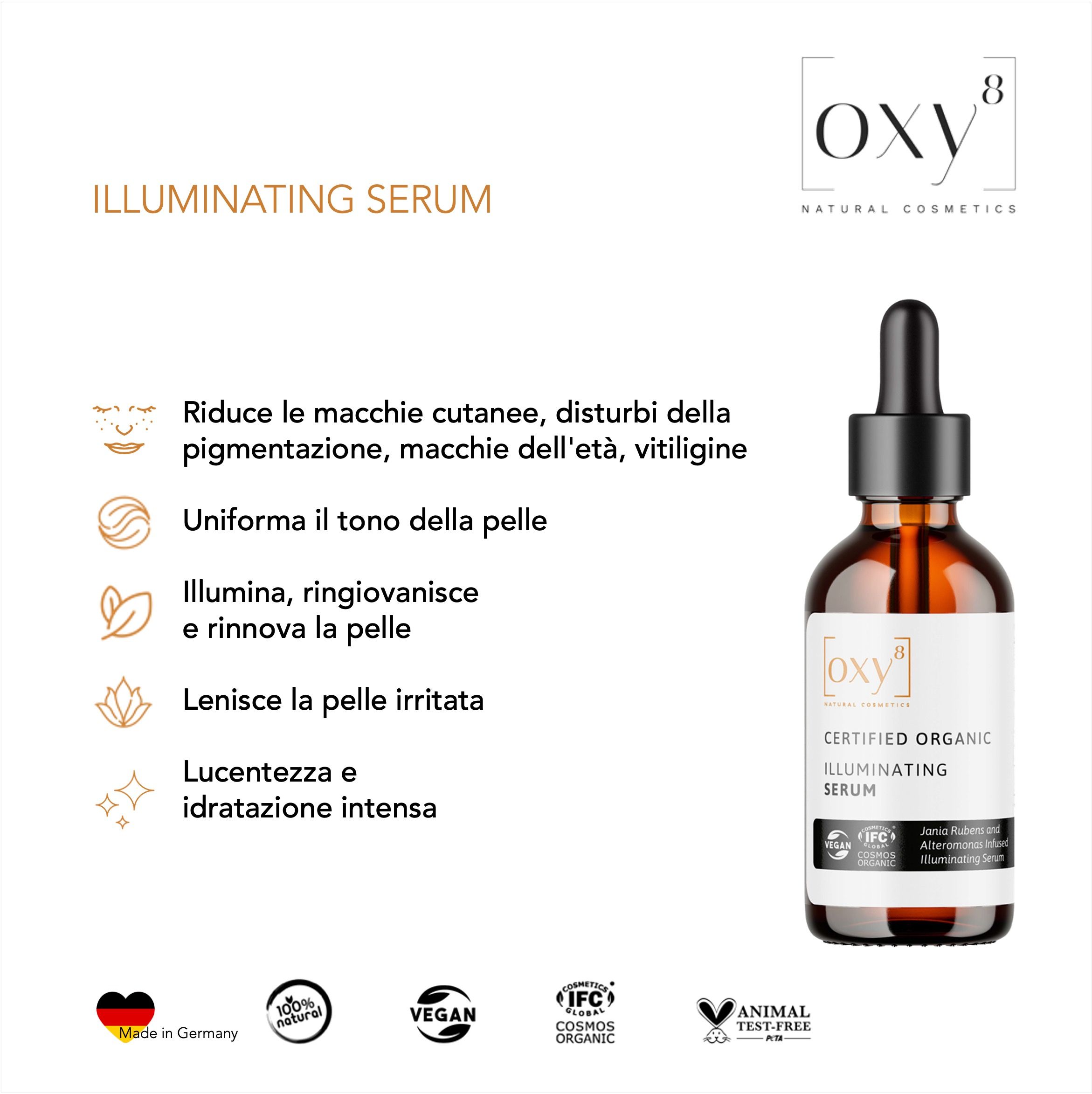 oxy8 Cosmetici naturali ILLUMINATING SERUM  Per i disturbi della pigmentazione e le macchie dell'età