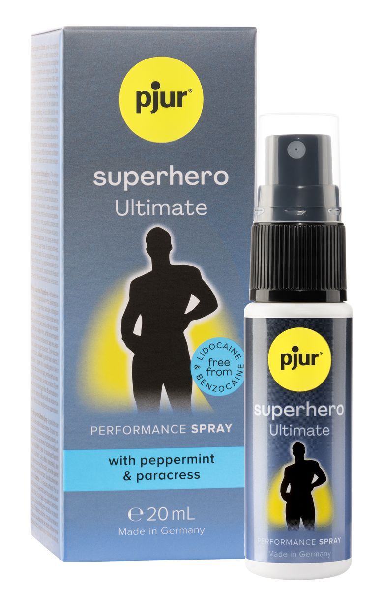 pjur SUPERHERO Ultimate Performance Spray 20ml flacone e scatola