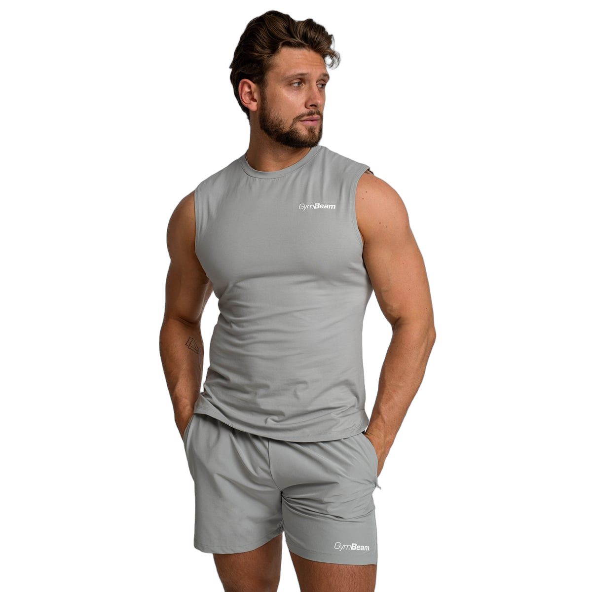 GymBeam Pantaloncini uomo TRN regular grigi con tasche con zip