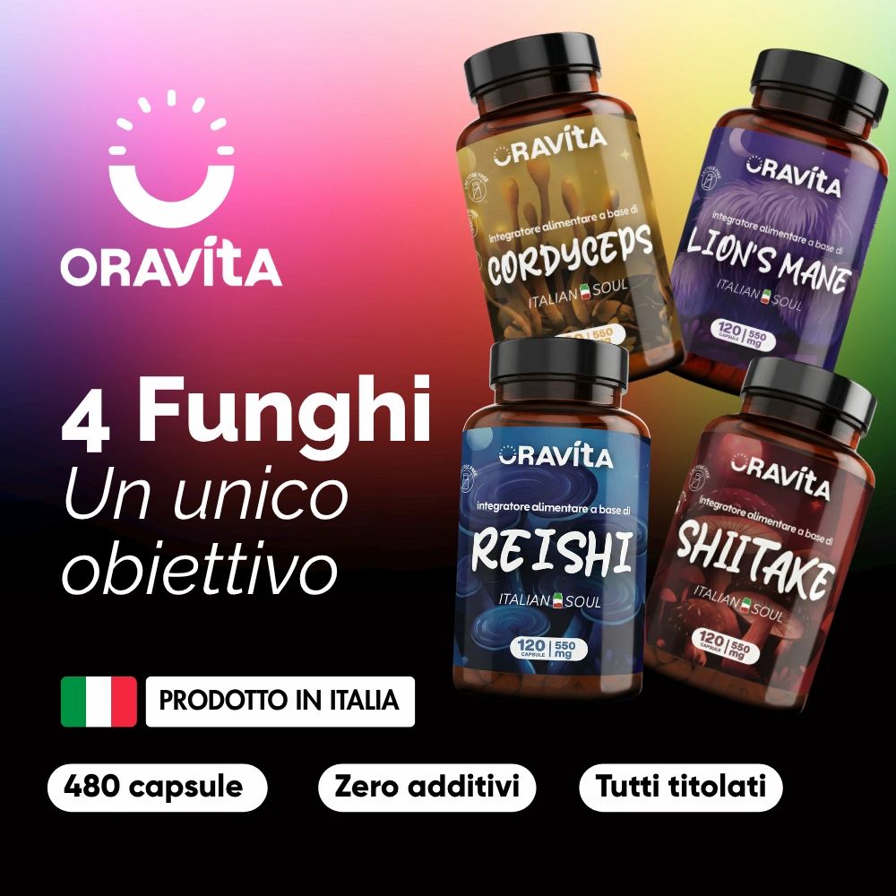 Oravita FUNGHI KIT per Cortisolo, Memoria, Immunità e Energia