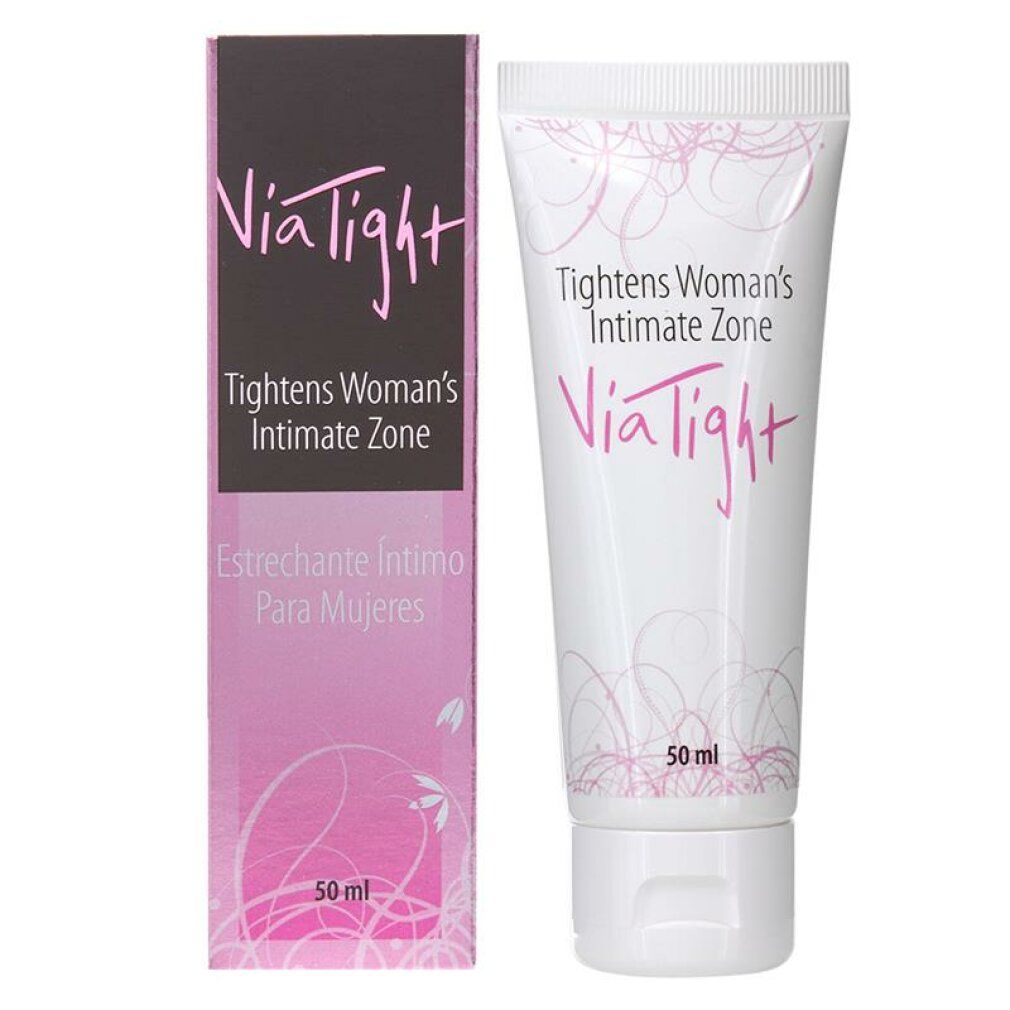 Tubo e scatola. Scritta: ViaTight, Tightens Woman's Intimate Zone. 50 ml.