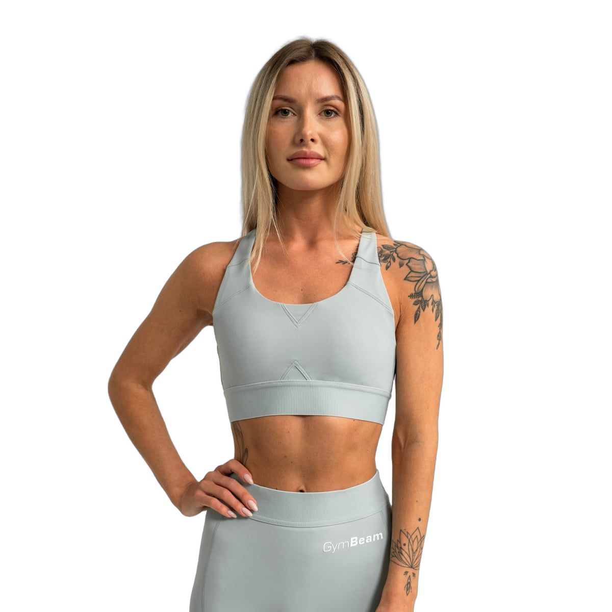 GymBeam Reggiseno sportivo donna Limitless Eucalypt con spalline incrociate