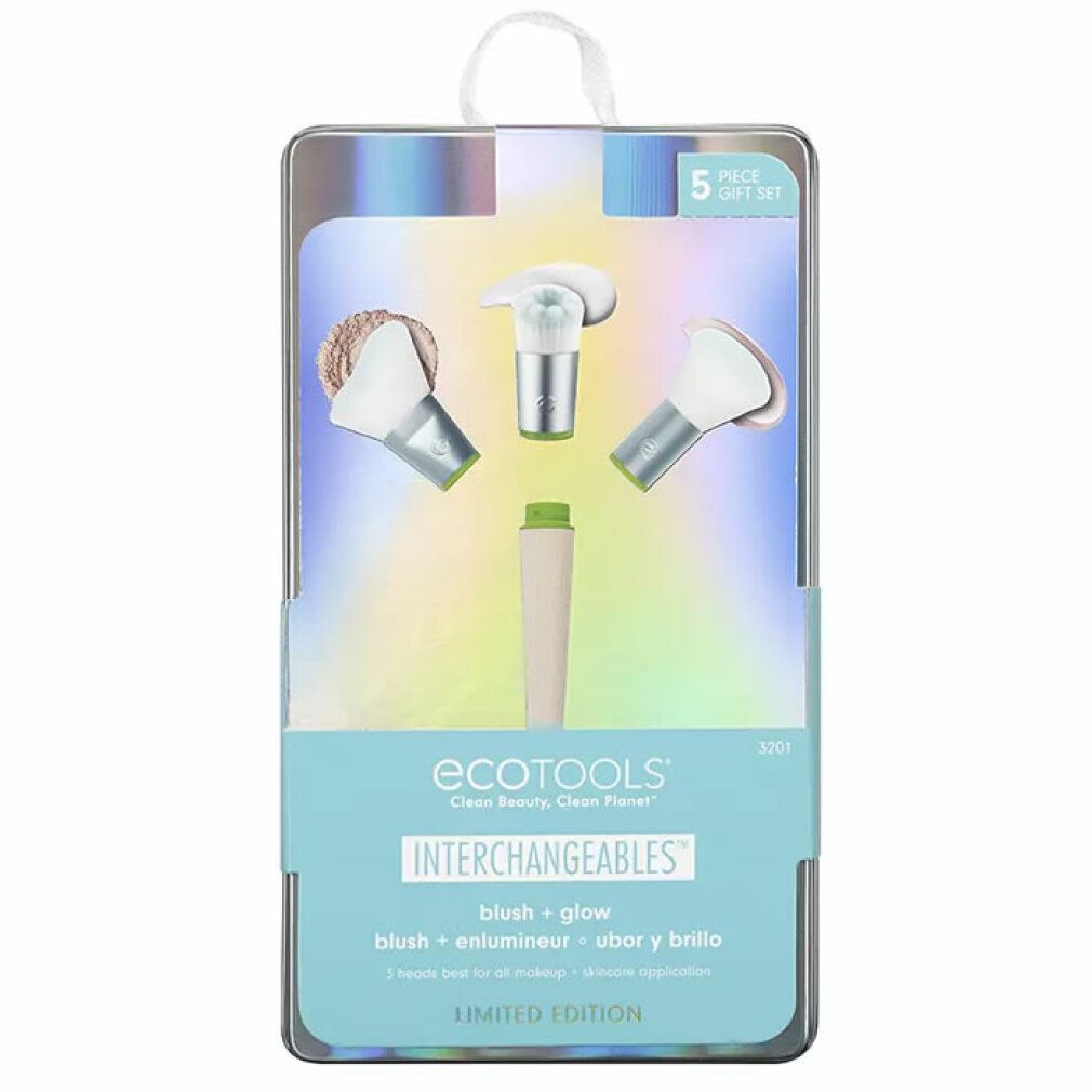 Set di 5 pennelli trucco intercambiabili in confezione trasparente. Include pennelli per blush e illuminante. Marchio Ecotools.