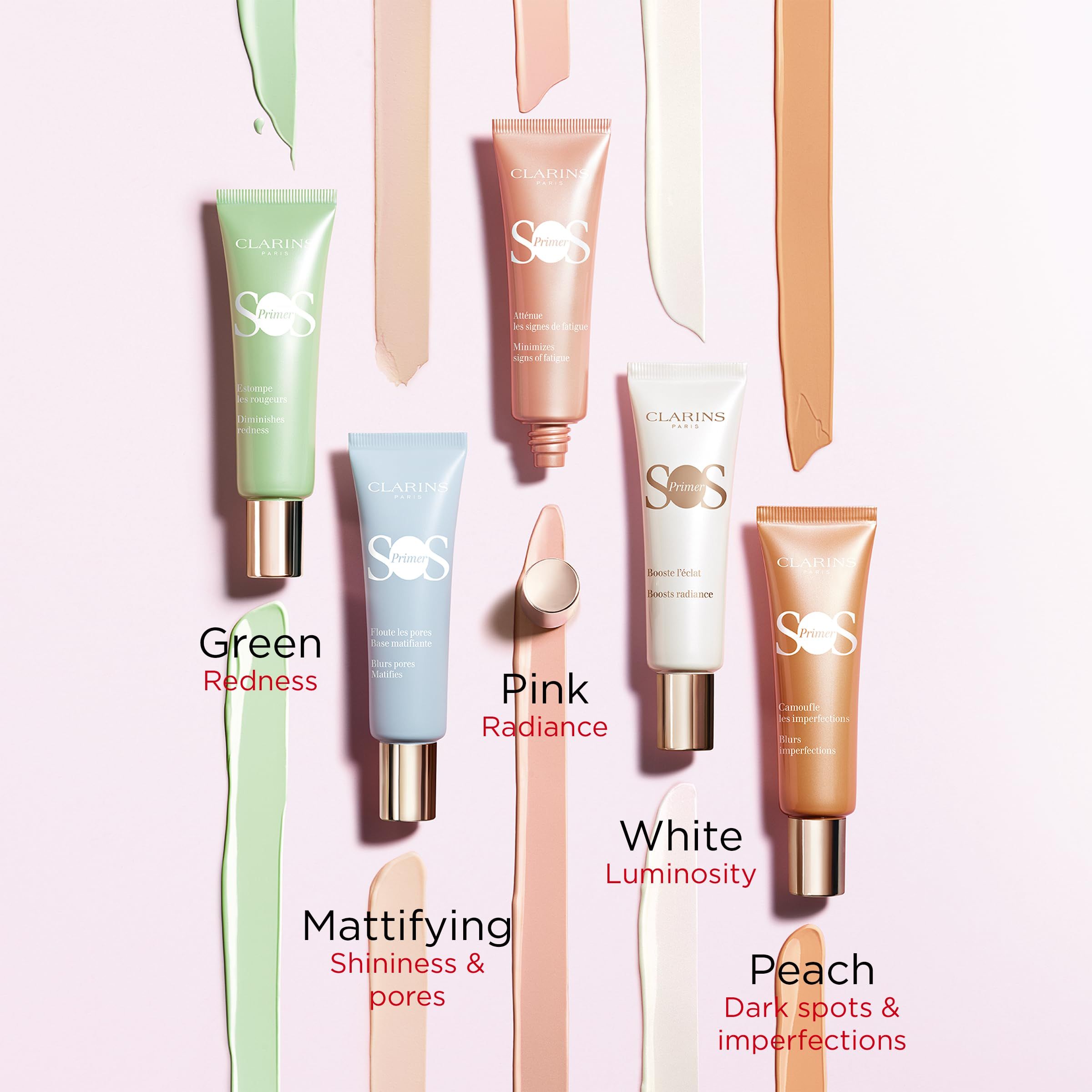 Cinque tubi primer con strisce colorate. Testo: SOS Primer.