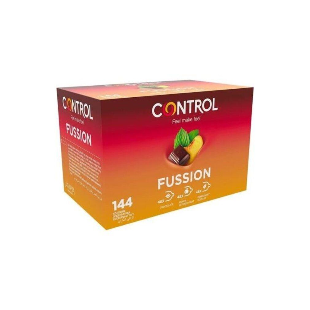 Confezione da 144 preservativi marca Control, gusto Fussion.