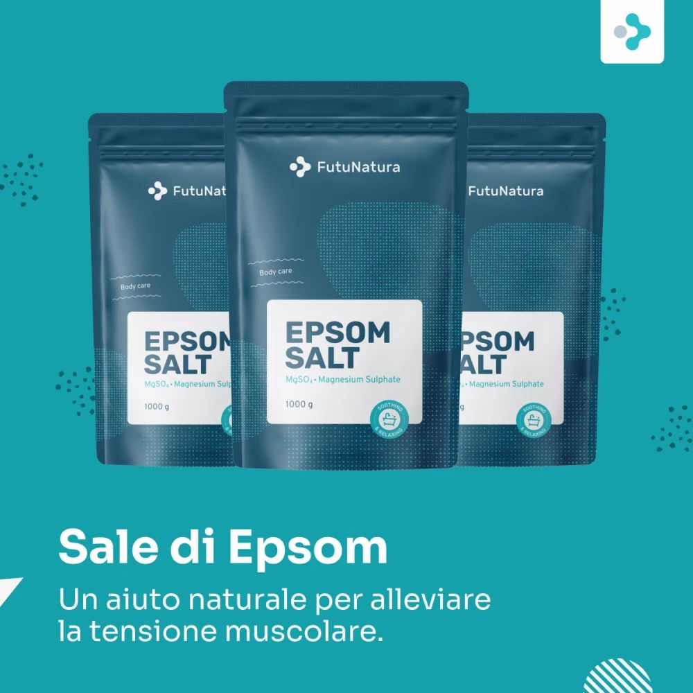 Tre sacchetti FutuNatura Sale Epsom (Solfato di Magnesio), 1000g.