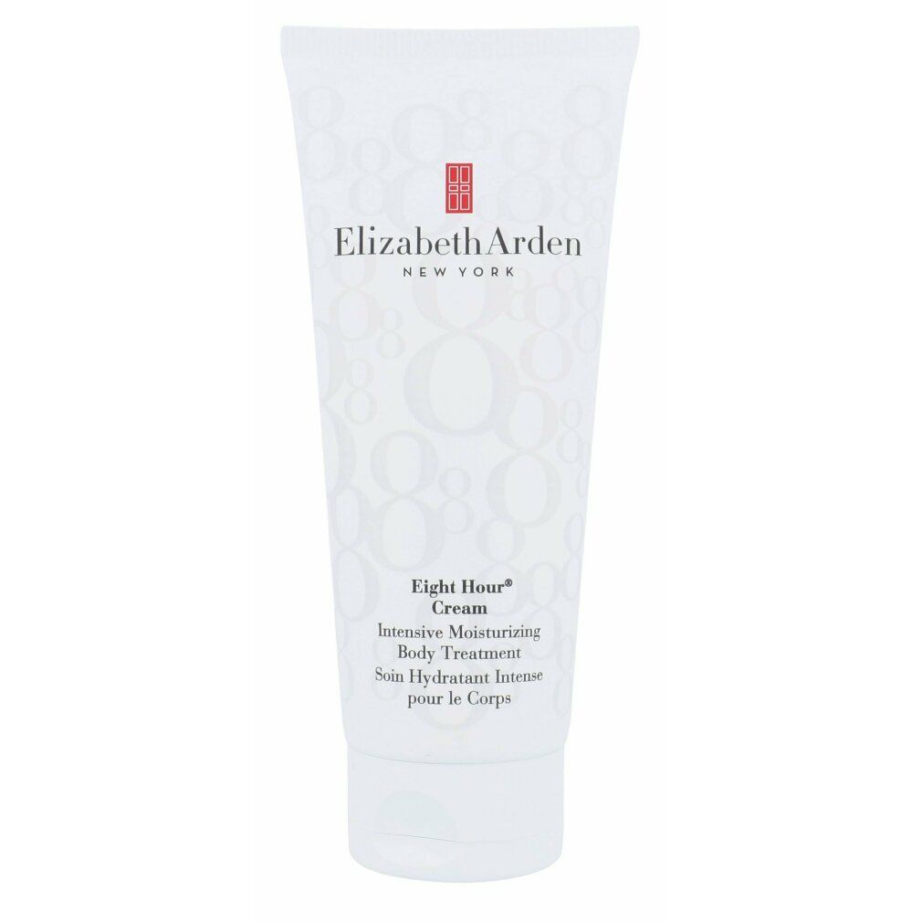 Tubo bianco con logo Elizabeth Arden e testo. Nome prodotto: Eight Hour Cream Intensive Moisturizing Body Treatment.