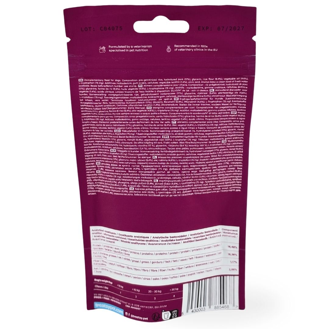 Retro della confezione del prodotto con testo. Contiene informazioni sugli ingredienti e l'uso.