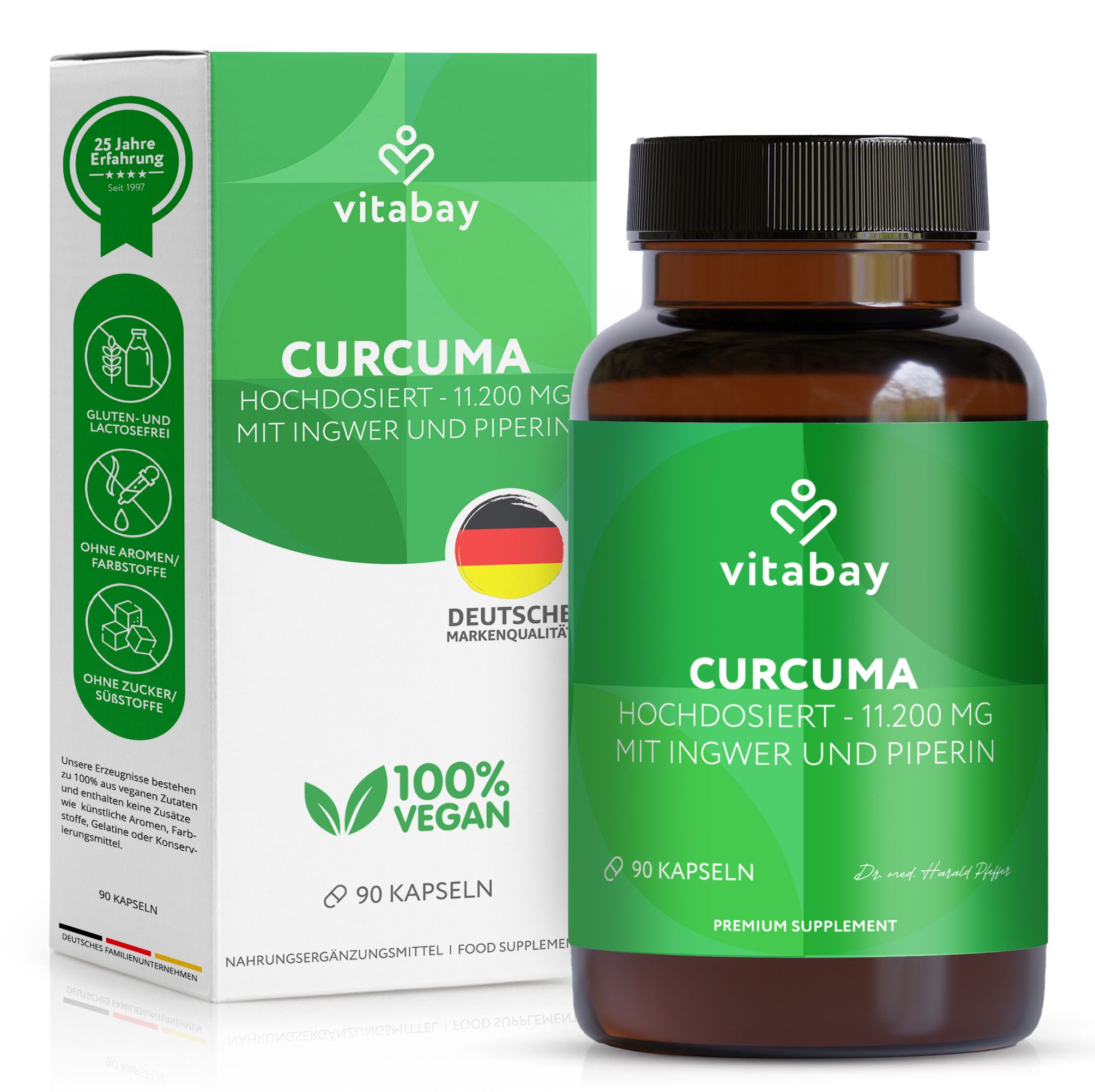 Vitabay capsule di curcuma ad alto dosaggio - VEGAN 240 compresse 500mg con pepe