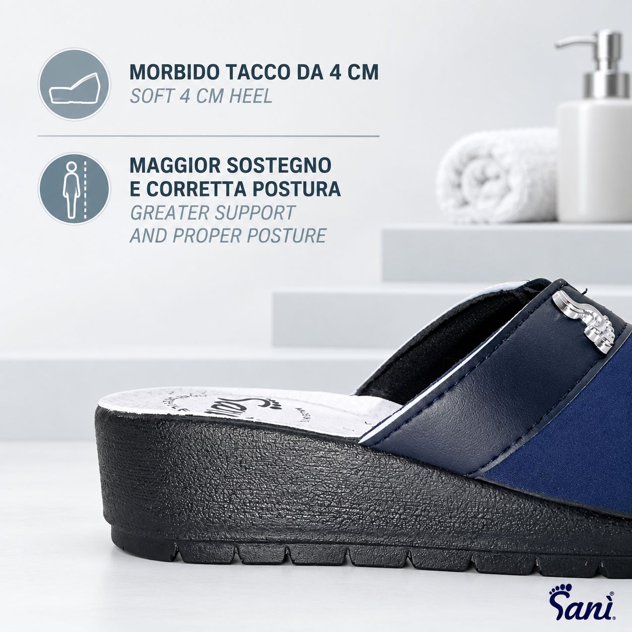 Mocassino da donna con tacco morbido da 4 cm e buon supporto.