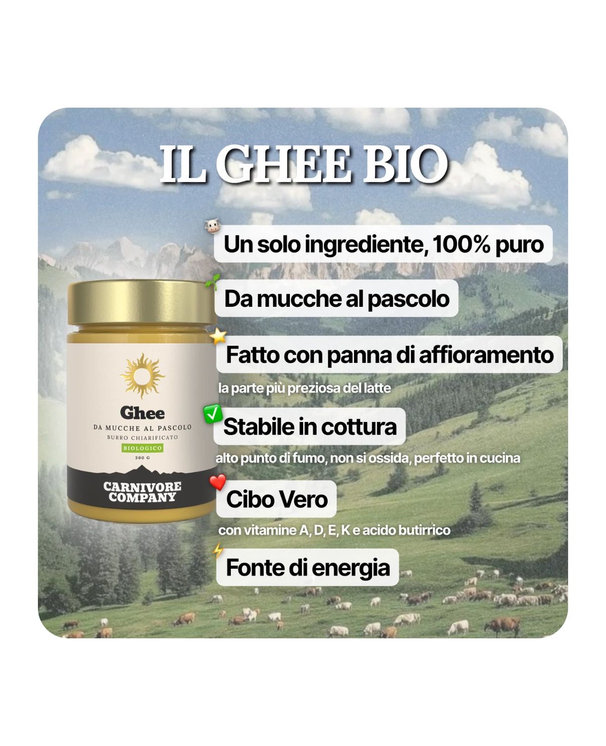 Carnivore Company Ghee Burro Chiarificato Bio 300g
