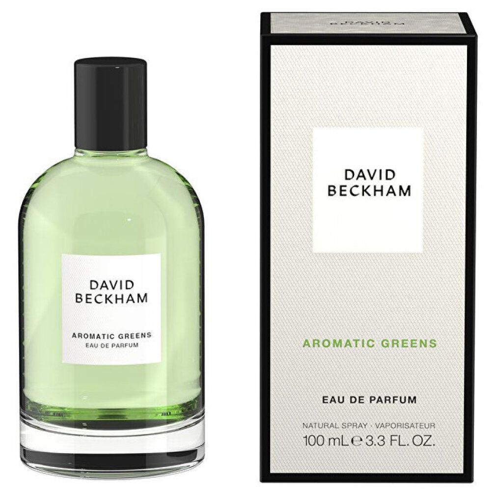 Flacone di profumo e confezione. Flacone verde, tappo nero. Confezione bianca con linee verdi.