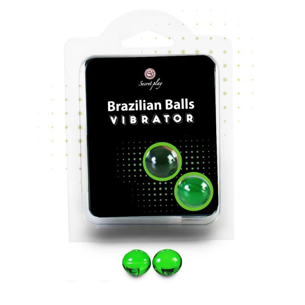 Vibratore palline brasiliane confezionato con due palline verdi.