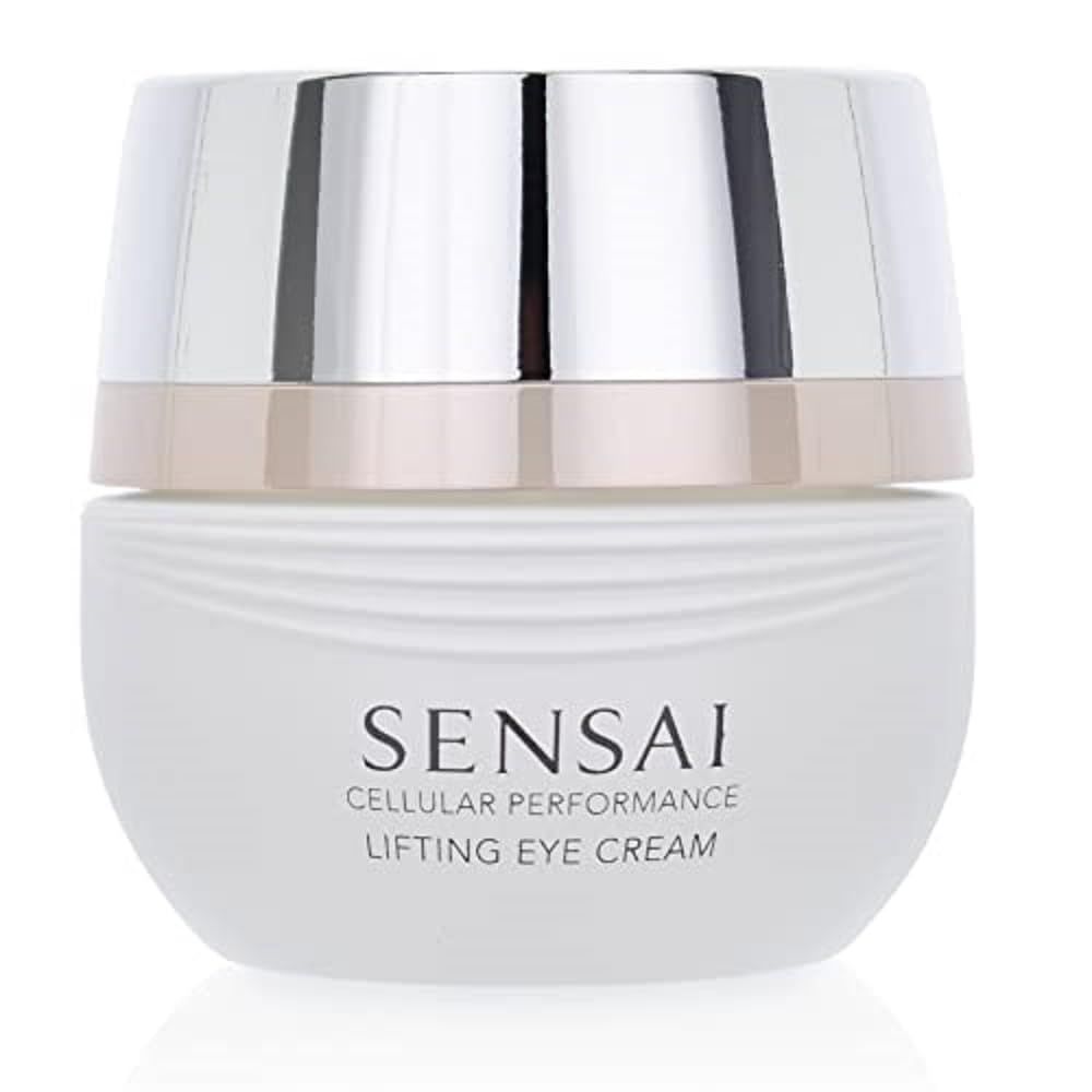 Vaso bianco Sensai Cellular Lifting Eye Cream con coperchio argentato. Scritta Sensai e nome del prodotto.