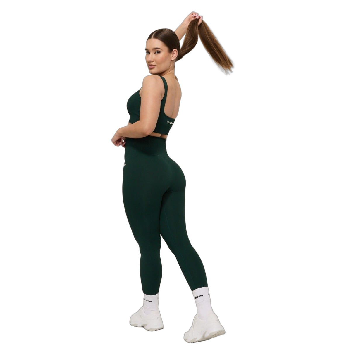 GymBeam Bralette donna senza cuciture in nylon ed elastan con spalline larghe Forest