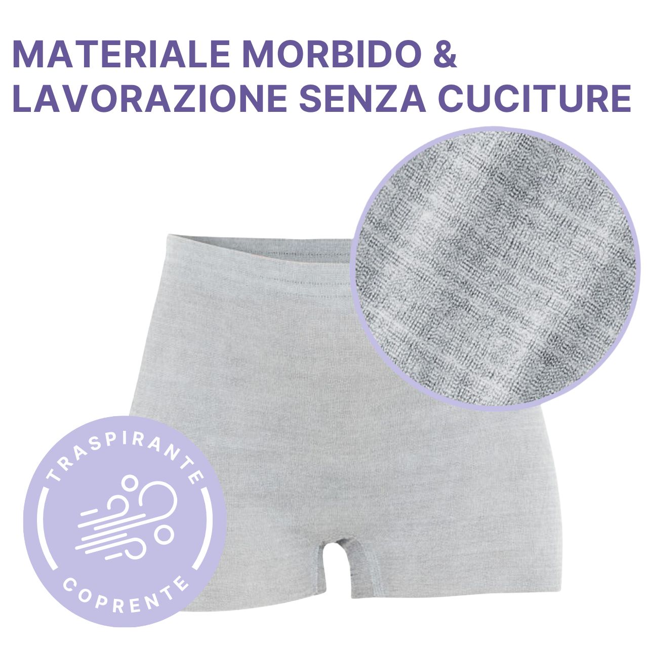 Confezione convenienza: 5 slip shorty post-partum grigi, senza cuciture, in materiale morbido.