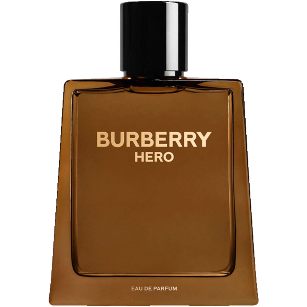 Burberry Hero E.d.P. Nat. Spray. Flacone marrone, tappo nero. Scritta dorata.