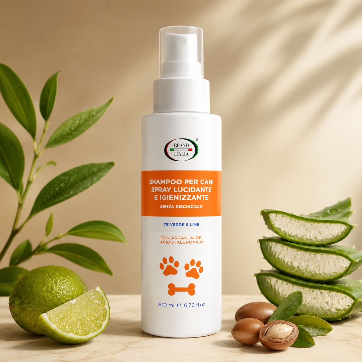 BRAND ITALIA - Shampoo Spray Lucidante e Igienizzante per Cani – Senza Risciacquo