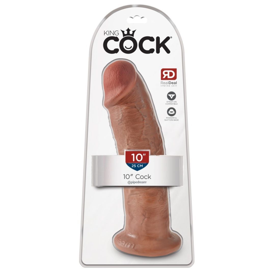 Fallo naturale realistico, 10", 25,4 con base a ventosa | Compatibile con strap-on | King Cock