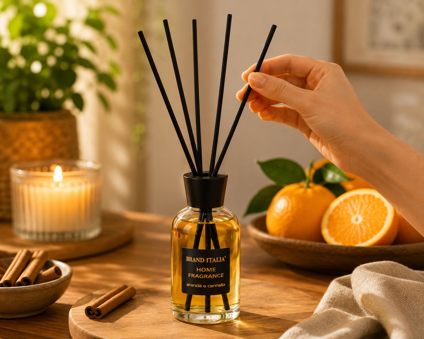 BRAND ITALIA - Diffusore Per Ambienti a Bastoncino - Arancio & Cannella